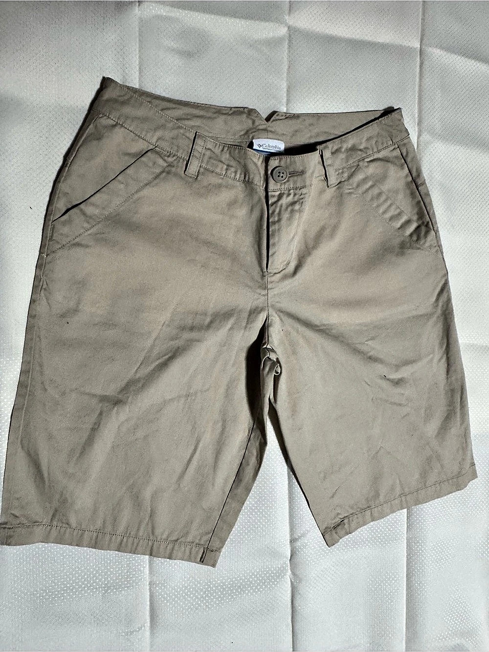 Columbia Flat Front Cotton Shorts in Beige
